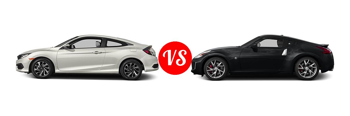 2017 Honda Civic Coupe LX vs. 2017 Nissan 370Z Coupe Coupe Auto / Coupe Manual / Sport / Sport Tech / Touring - Side Comparison