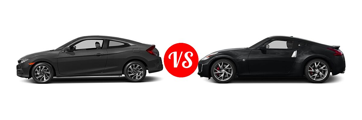 2017 Honda Civic Coupe LX-P vs. 2017 Nissan 370Z Coupe Coupe Auto / Coupe Manual / Sport / Sport Tech / Touring - Side Comparison