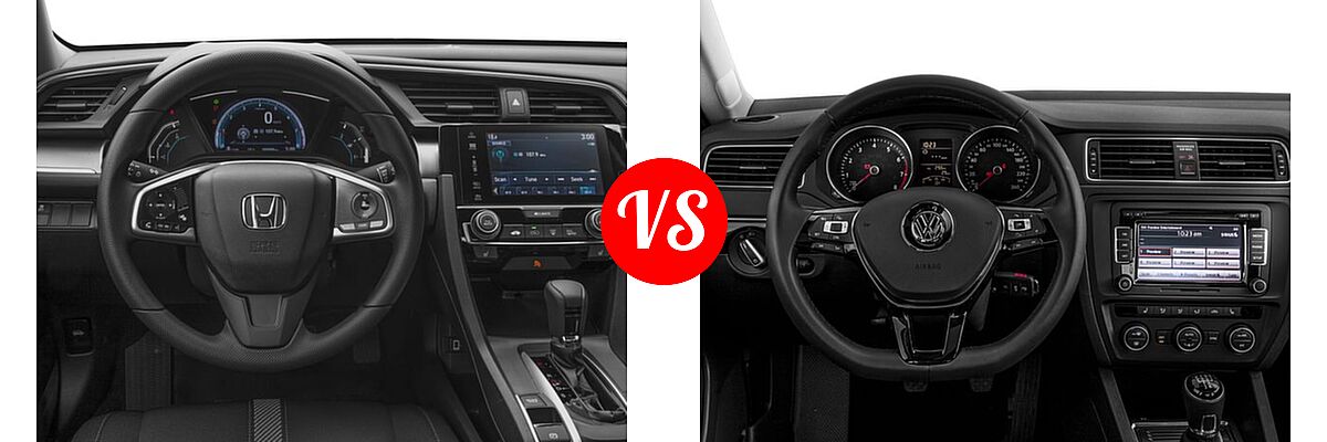 2017 Honda Civic Sedan LX vs. 2017 Volkswagen Jetta Sedan 1.4T S / 1.4T SE / 1.8T SEL / 1.8T SEL Premium / 1.8T Sport - Dashboard Comparison