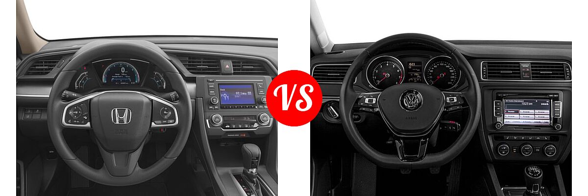 2017 Honda Civic Sedan LX vs. 2017 Volkswagen Jetta Sedan 1.4T S / 1.4T SE / 1.8T SEL / 1.8T SEL Premium / 1.8T Sport - Dashboard Comparison