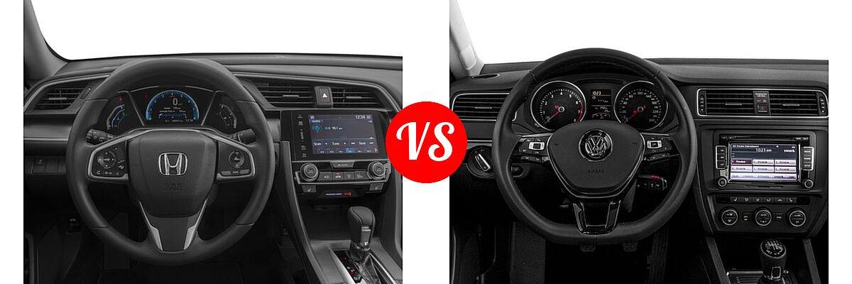 2017 Honda Civic Sedan EX-T vs. 2017 Volkswagen Jetta Sedan 1.4T S / 1.4T SE / 1.8T SEL / 1.8T SEL Premium / 1.8T Sport - Dashboard Comparison
