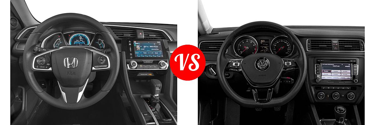 2017 Honda Civic Sedan EX vs. 2017 Volkswagen Jetta Sedan 1.4T S / 1.4T SE / 1.8T SEL / 1.8T SEL Premium / 1.8T Sport - Dashboard Comparison