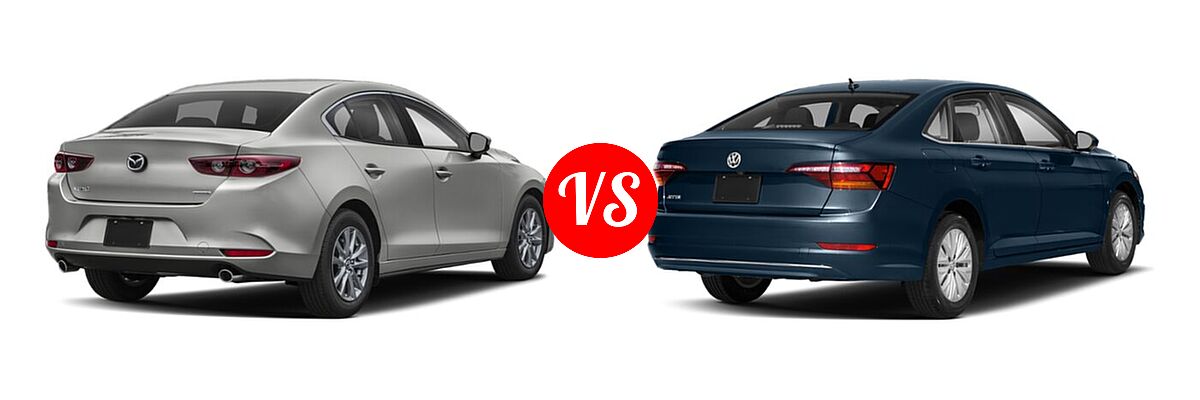 2020 Mazda 3 Sedan FWD vs. 2020 Volkswagen Jetta Sedan S / SE / SEL / SEL Premium - Rear Right Comparison