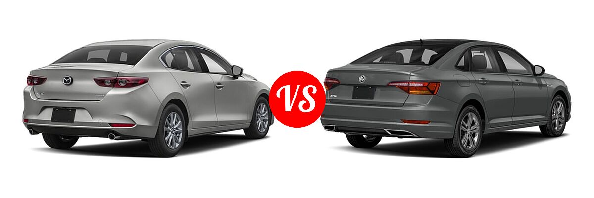 2020 Mazda 3 Sedan FWD vs. 2020 Volkswagen Jetta Sedan R-Line - Rear Right Comparison