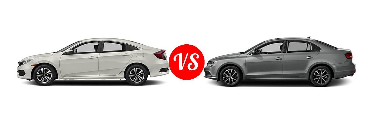 2017 Honda Civic Sedan LX vs. 2017 Volkswagen Jetta Sedan 1.4T S / 1.4T SE / 1.8T SEL / 1.8T SEL Premium / 1.8T Sport - Side Comparison