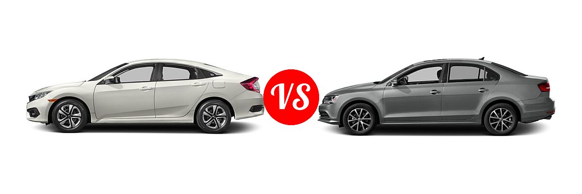 2017 Honda Civic Sedan LX vs. 2017 Volkswagen Jetta Sedan 1.4T S / 1.4T SE / 1.8T SEL / 1.8T SEL Premium / 1.8T Sport - Side Comparison