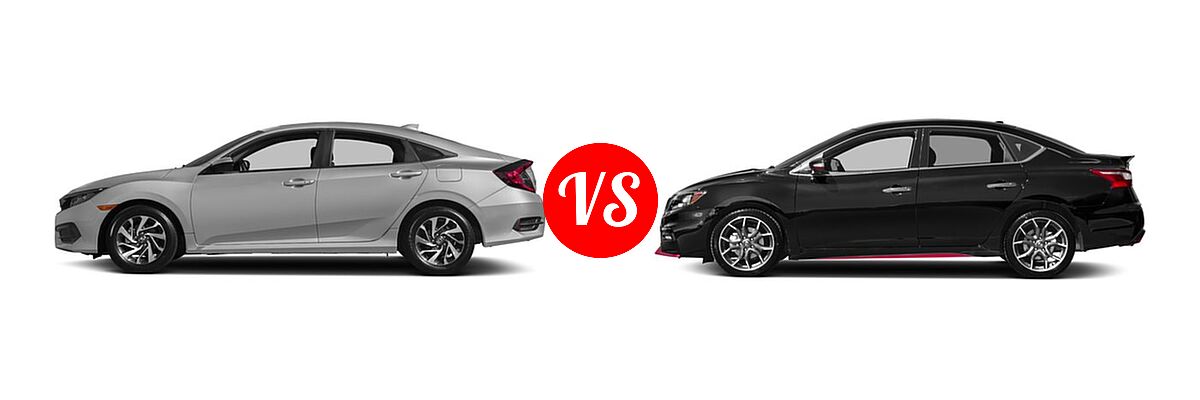 2017 Honda Civic Sedan EX vs. 2017 Nissan Sentra NISMO Sedan NISMO - Side Comparison