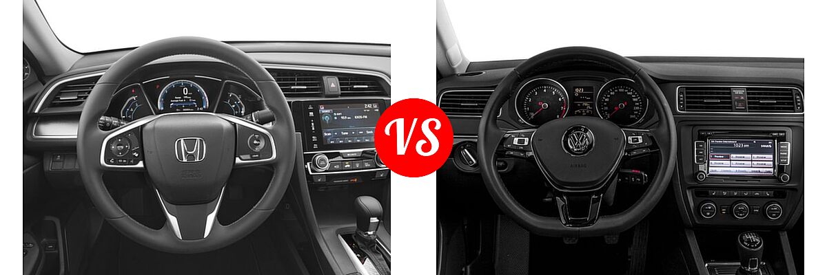 2017 Honda Civic Sedan EX-L vs. 2017 Volkswagen Jetta Sedan 1.4T S / 1.4T SE / 1.8T SEL / 1.8T SEL Premium / 1.8T Sport - Dashboard Comparison