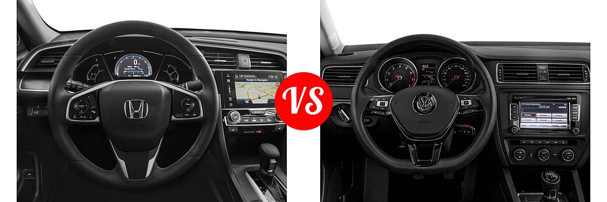2017 Honda Civic Sedan Touring vs. 2017 Volkswagen Jetta Sedan 1.4T S / 1.4T SE / 1.8T SEL / 1.8T SEL Premium / 1.8T Sport - Dashboard Comparison