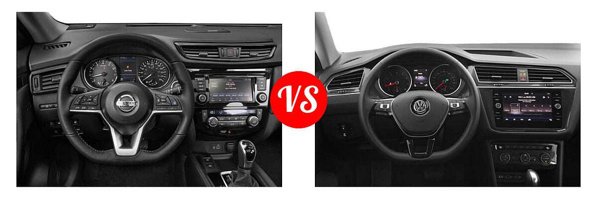 2020 Nissan Rogue SUV SL vs. 2020 Volkswagen Tiguan SUV S / SE / SEL - Dashboard Comparison
