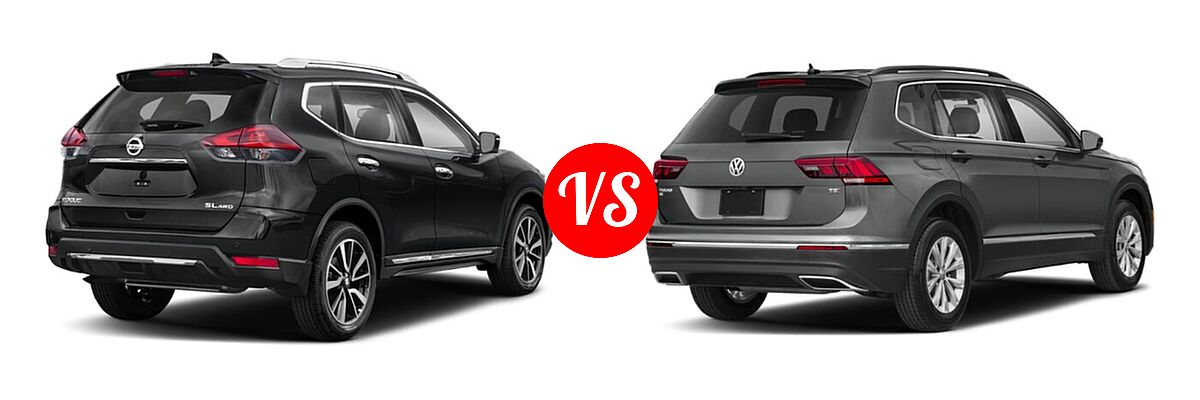 2020 Nissan Rogue SUV SL vs. 2020 Volkswagen Tiguan SUV SE R-Line Black / SEL Premium R-Line - Rear Right Comparison