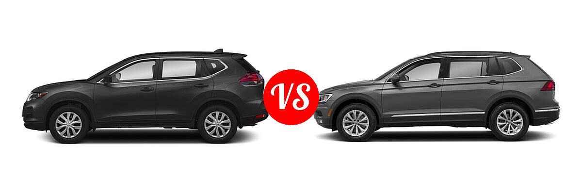 2020 Nissan Rogue SUV S / SV vs. 2020 Volkswagen Tiguan SUV S / SE / SEL - Side Comparison