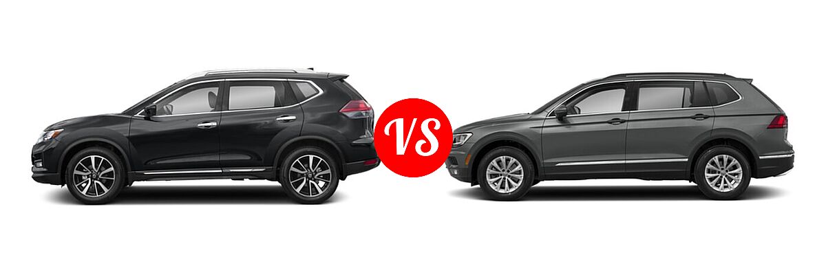 2020 Nissan Rogue SUV SL vs. 2020 Volkswagen Tiguan SUV SE R-Line Black / SEL Premium R-Line - Side Comparison