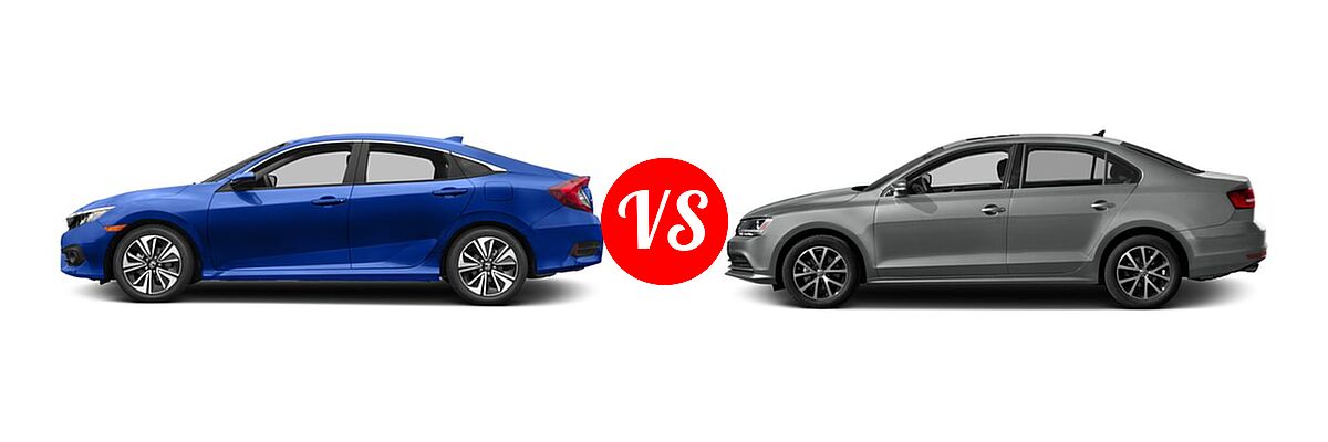 2017 Honda Civic Sedan EX-L vs. 2017 Volkswagen Jetta Sedan 1.4T S / 1.4T SE / 1.8T SEL / 1.8T SEL Premium / 1.8T Sport - Side Comparison