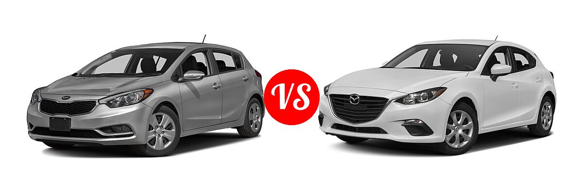 2016 Kia Forte Hatchback EX / LX vs. 2016 Mazda 3 Hatchback i Sport - Front Left Comparison
