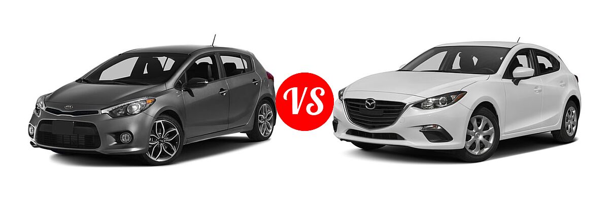 2016 Kia Forte Hatchback SX vs. 2016 Mazda 3 Hatchback i Sport - Front Left Comparison