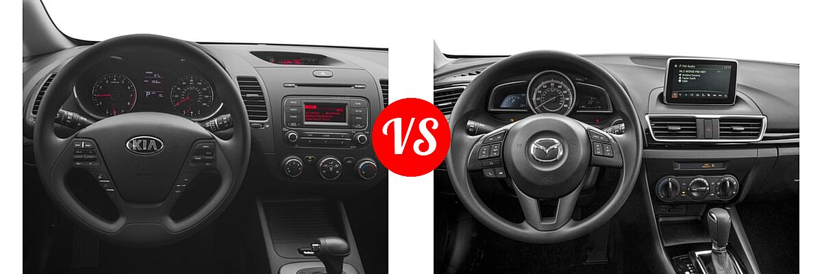 2016 Kia Forte Hatchback EX / LX vs. 2016 Mazda 3 Hatchback i Sport - Dashboard Comparison
