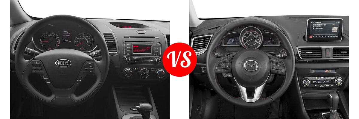 2016 Kia Forte Hatchback EX / LX vs. 2016 Mazda 3 Hatchback i Touring / s Touring - Dashboard Comparison