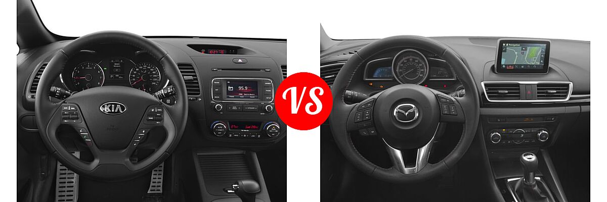 2016 Kia Forte Hatchback SX vs. 2016 Mazda 3 Hatchback i Grand Touring / s Grand Touring - Dashboard Comparison