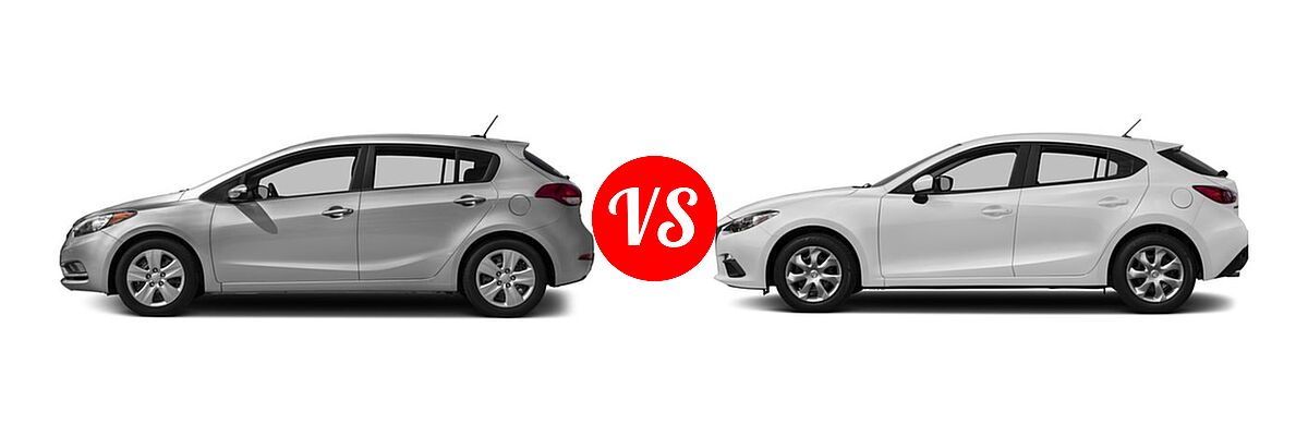2016 Kia Forte Hatchback EX / LX vs. 2016 Mazda 3 Hatchback i Sport - Side Comparison