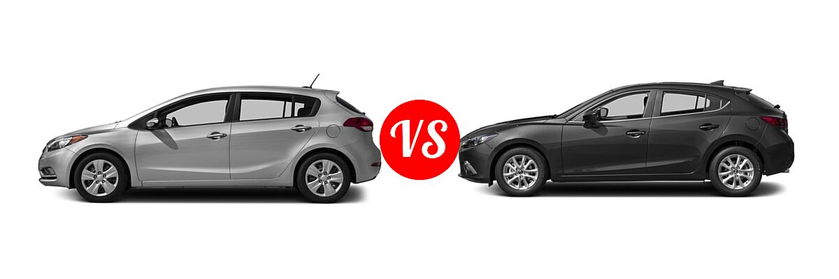 2016 Kia Forte Hatchback EX / LX vs. 2016 Mazda 3 Hatchback i Touring / s Touring - Side Comparison