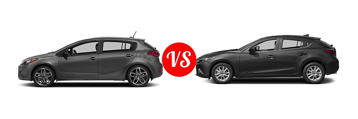 2016 Kia Forte Hatchback SX vs. 2016 Mazda 3 Hatchback i Touring / s Touring - Side Comparison