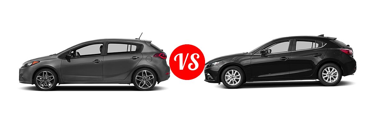 2016 Kia Forte Hatchback SX vs. 2016 Mazda 3 Hatchback i Grand Touring / s Grand Touring - Side Comparison
