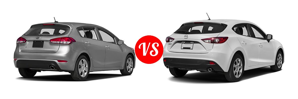 2016 Kia Forte Hatchback EX / LX vs. 2016 Mazda 3 Hatchback i Sport - Rear Right Comparison