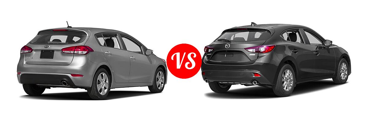 2016 Kia Forte Hatchback EX / LX vs. 2016 Mazda 3 Hatchback i Touring / s Touring - Rear Right Comparison