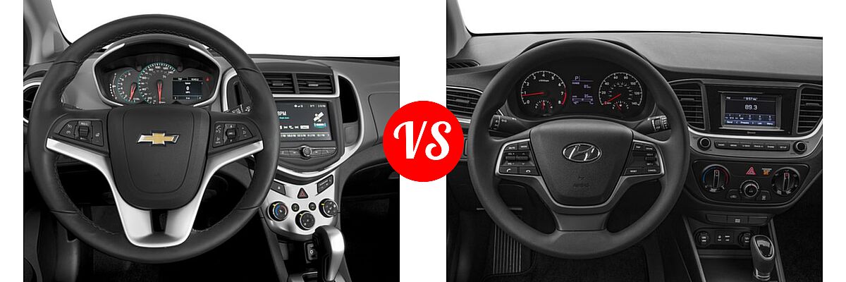 2018 Chevrolet Sonic Sedan LS / LT / Premier vs. 2018 Hyundai Accent Sedan Limited / SE / SEL - Dashboard Comparison
