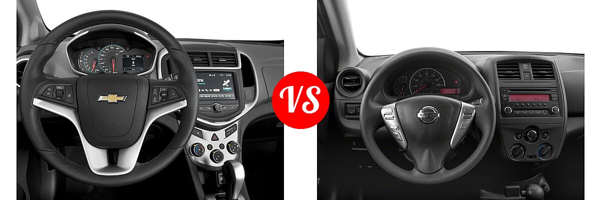 2018 Chevrolet Sonic Sedan LS / LT / Premier vs. 2018 Nissan Versa Sedan S / S Plus / SV - Dashboard Comparison
