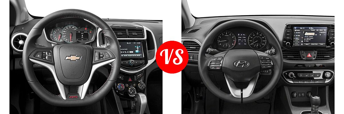 2018 Chevrolet Sonic Hatchback LT / Premier vs. 2018 Hyundai Elantra GT Hatchback Auto / Manual / Sport - Dashboard Comparison