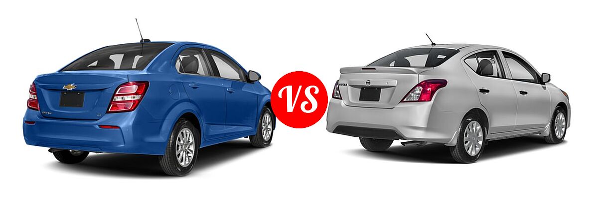 2018 Chevrolet Sonic Sedan LS / LT / Premier vs. 2018 Nissan Versa Sedan S / S Plus / SV - Rear Right Comparison