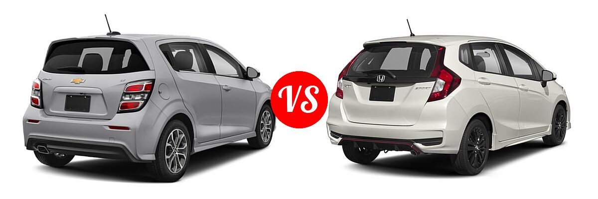 2018 Chevrolet Sonic Hatchback LT / Premier vs. 2018 Honda Fit Hatchback Sport - Rear Right Comparison