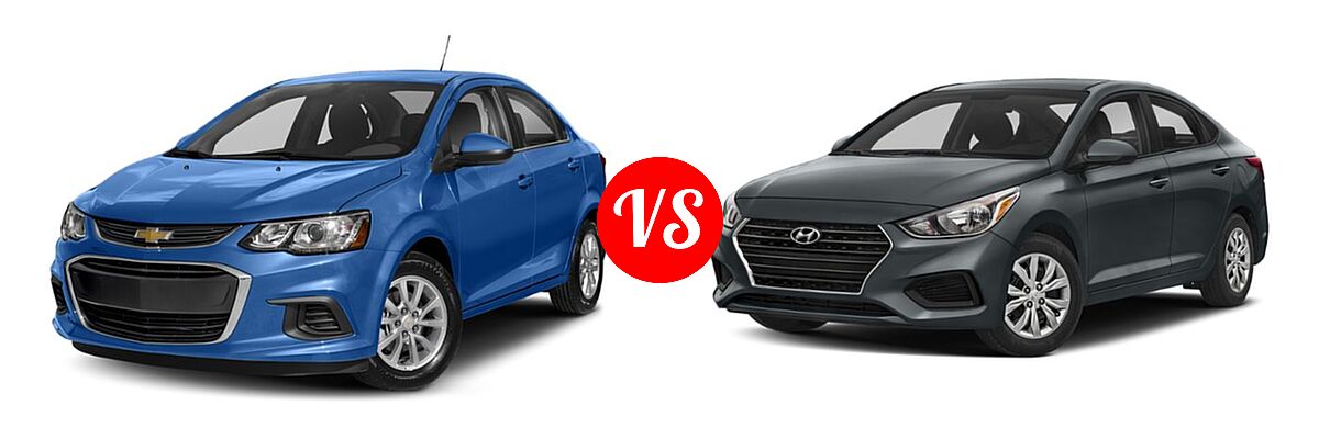 2018 Chevrolet Sonic Sedan LS / LT / Premier vs. 2018 Hyundai Accent Sedan Limited / SE / SEL - Front Left Comparison