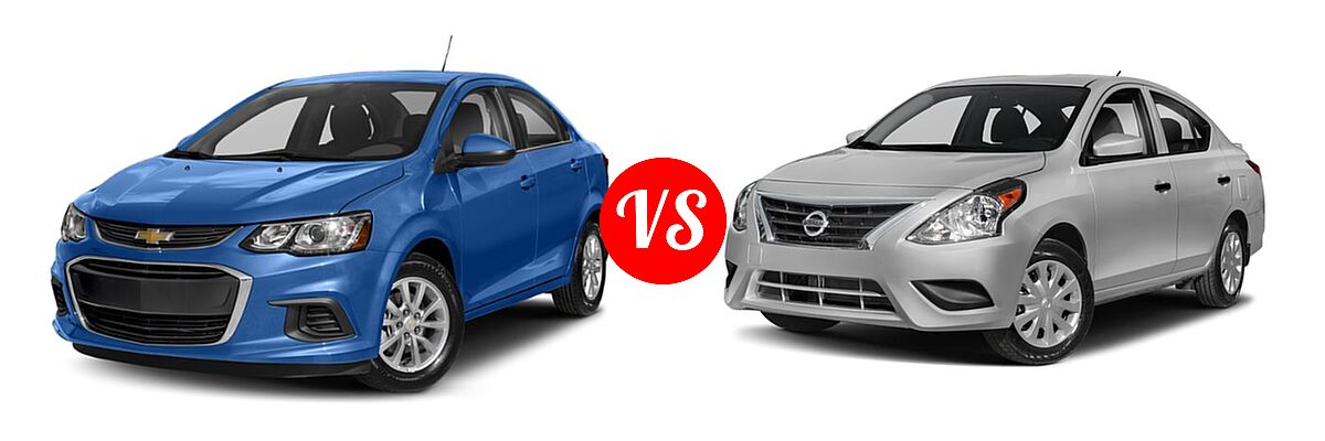 2018 Chevrolet Sonic Sedan LS / LT / Premier vs. 2018 Nissan Versa Sedan S / S Plus / SV - Front Left Comparison