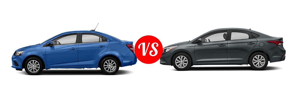2018 Chevrolet Sonic Sedan LS / LT / Premier vs. 2018 Hyundai Accent Sedan Limited / SE / SEL - Side Comparison