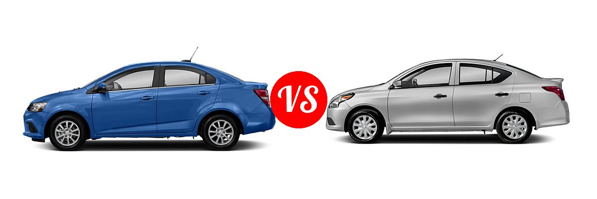 2018 Chevrolet Sonic Sedan LS / LT / Premier vs. 2018 Nissan Versa Sedan S / S Plus / SV - Side Comparison