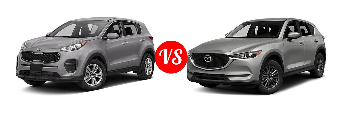 2017 Kia Sportage SUV LX vs. 2017 Mazda CX-5 SUV Touring - Front Left Comparison