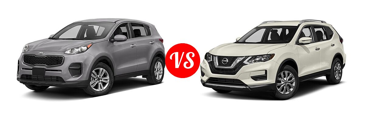 2017 Kia Sportage SUV LX vs. 2017 Nissan Rogue SUV S / SV - Front Left Comparison