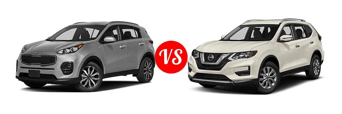 2017 Kia Sportage SUV EX vs. 2017 Nissan Rogue SUV S / SV - Front Left Comparison