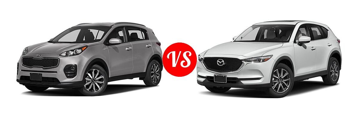 2017 Kia Sportage SUV EX vs. 2017 Mazda CX-5 SUV Grand Select - Front Left Comparison