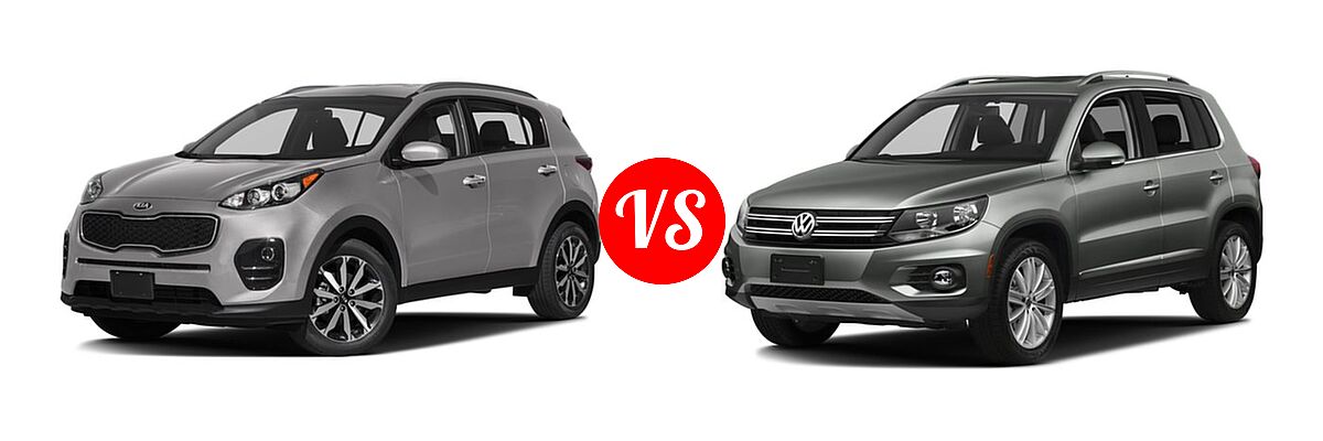2017 Kia Sportage SUV EX vs. 2017 Volkswagen Tiguan SUV S / SEL / Wolfsburg Edition - Front Left Comparison