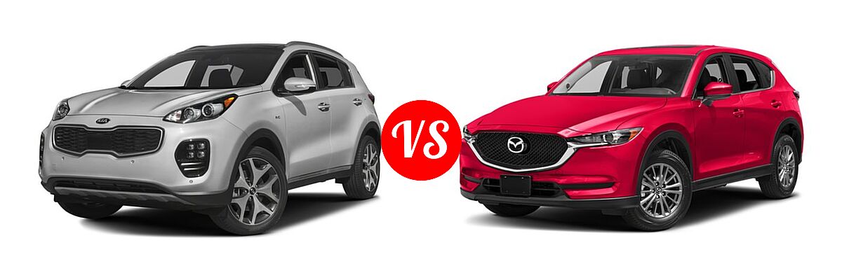 2017 Kia Sportage SUV SX Turbo vs. 2017 Mazda CX-5 SUV Touring - Front Left Comparison