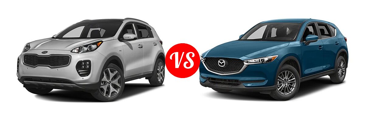 2017 Kia Sportage SUV SX Turbo vs. 2017 Mazda CX-5 SUV Sport - Front Left Comparison