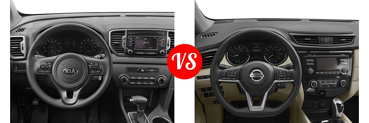 2017 Kia Sportage SUV LX vs. 2017 Nissan Rogue SUV S / SV - Dashboard Comparison
