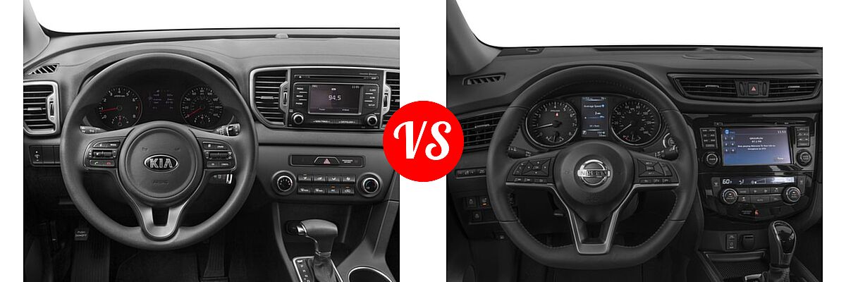 2017 Kia Sportage SUV LX vs. 2017 Nissan Rogue SUV SL - Dashboard Comparison