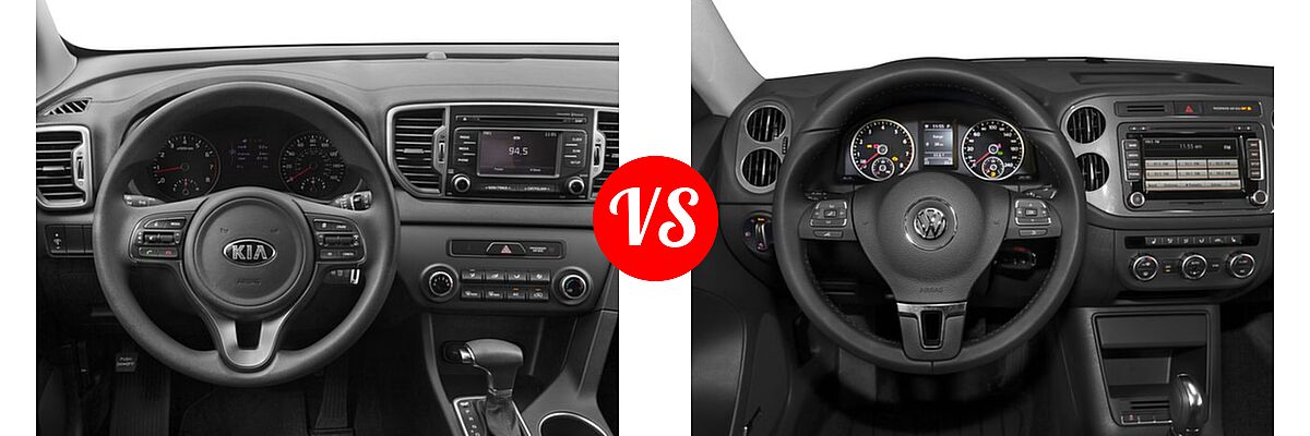 2017 Kia Sportage SUV LX vs. 2017 Volkswagen Tiguan SUV S / SEL / Wolfsburg Edition - Dashboard Comparison