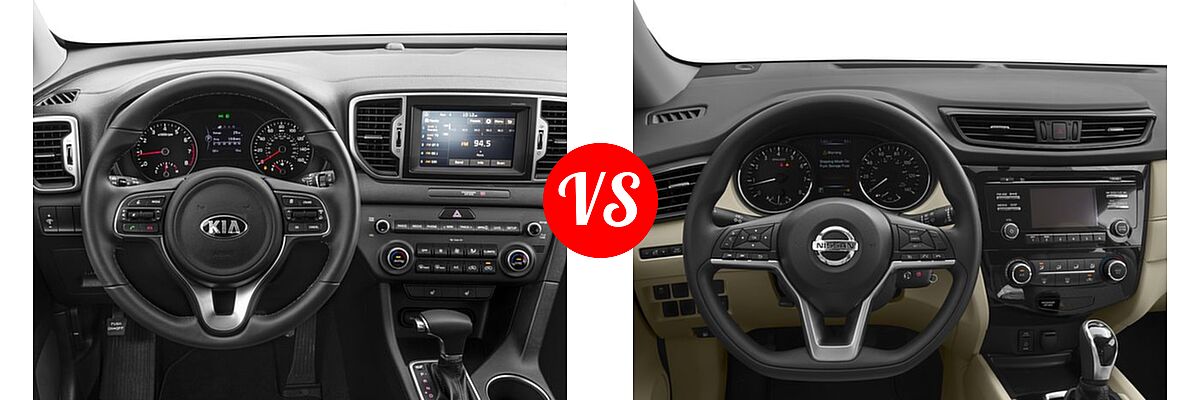 2017 Kia Sportage SUV EX vs. 2017 Nissan Rogue SUV S / SV - Dashboard Comparison