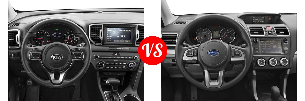 2017 Kia Sportage SUV EX vs. 2017 Subaru Forester SUV 2.5i CVT - Dashboard Comparison